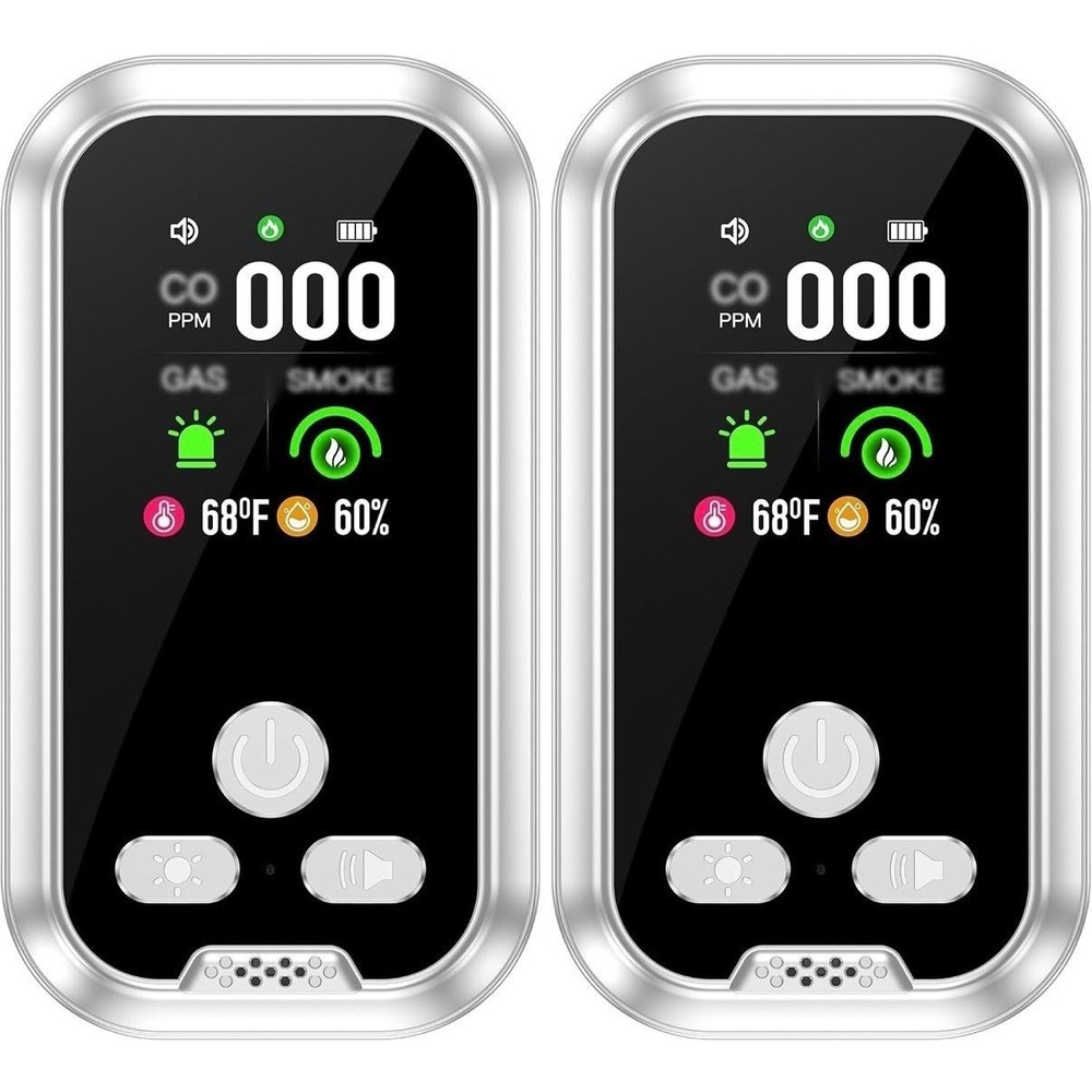 Siterwell HD11-GCS Plug-In Smoke Gas CO Alarm 2 Pack White LCD Display Battery